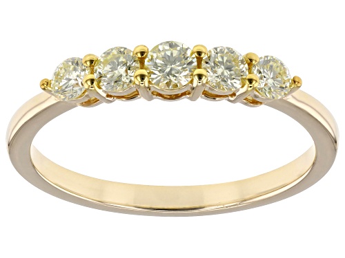 0.40ctw Round Natural Yellow Diamond 10k Yellow Gold 5-Stone Band Ring - Size 8