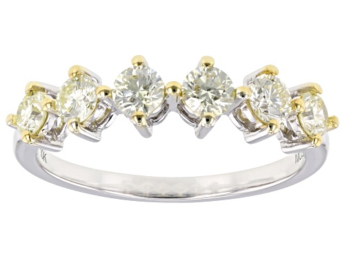 0.75ctw Round Natural Yellow Diamond 10k White Gold Band Ring - Size 8