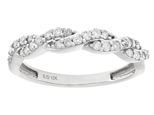 0.33ctw Round White Diamond 10k White Gold Band Ring - Size 9