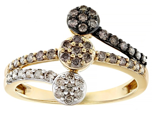 0.55ctw Round Shades Of Champagne Diamond And Candlelight Diamonds™ 10k Yellow Gold Ring - Size 10