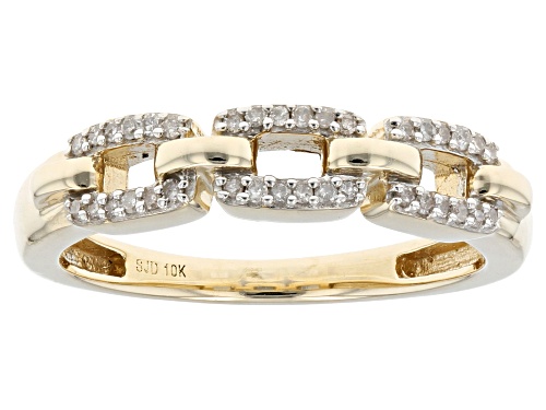 0.10ctw Round White Diamond 10k Yellow Gold Link Band Ring - Size 6.5