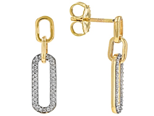 0.20ctw Round White Diamond 10k Yellow Gold Paperclip Earrings