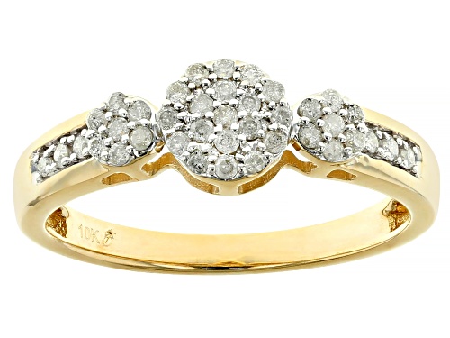 0.25ctw Round White Diamond 10k Yellow Gold Cluster Ring - Size 7