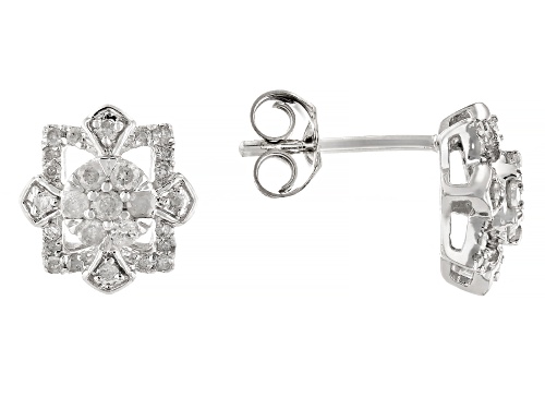 0.40ctw Round White Diamond 10k White Gold Stud Earrings