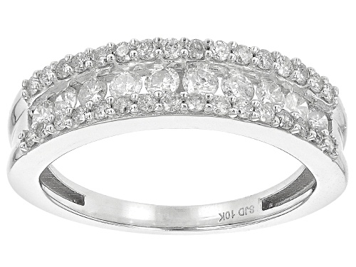 0.75ctw Round White Diamond 10k White Gold Band Ring - Size 8