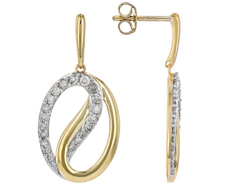 0.50ctw Round White Diamond 10k Yellow Gold Dangle Earrings