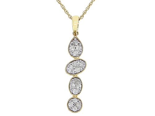 0.25ctw Round White Diamond 10k Yellow Gold Cluster Pendant With 18" Rope Chain