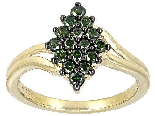0.50ctw Round Green Diamond 10k Yellow Gold Cluster Ring - Size 9