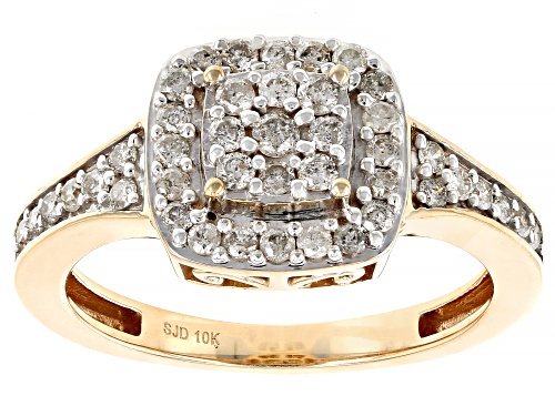 0.50ctw Round White Diamond 10k Yellow Gold Halo Ring - Size 5.5