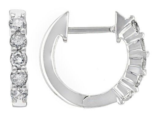 0.50ctw Round White Diamond 10k White Gold Huggie Hoop Earrings
