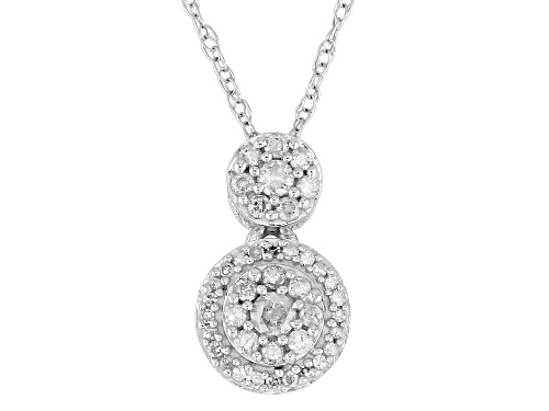 0.30ctw Round White Diamond 10k White Gold Halo Slide Pendant With 18" Rope Chain