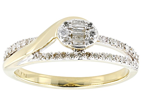 0.25ctw Round And Baguette White Diamond 10k Yellow Gold Band Ring - Size 9