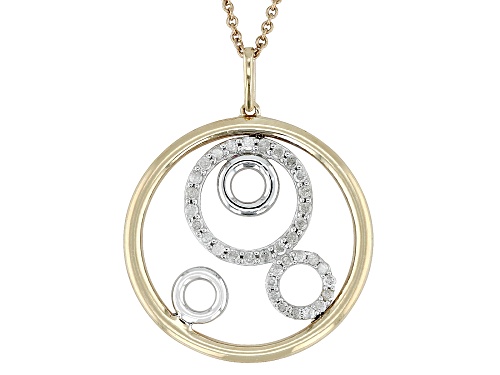 0.25ctw Round White Diamond 10k Two-Tone Gold Circle Pendant With 18" Cable Chain