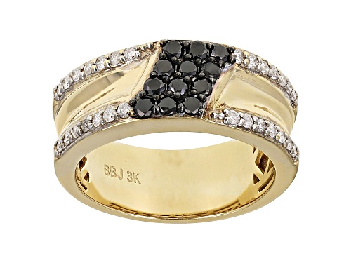 Photo of 0.75ctw Round Black And White Diamond 3k Gold Mens Cluster Band Ring - Size 8