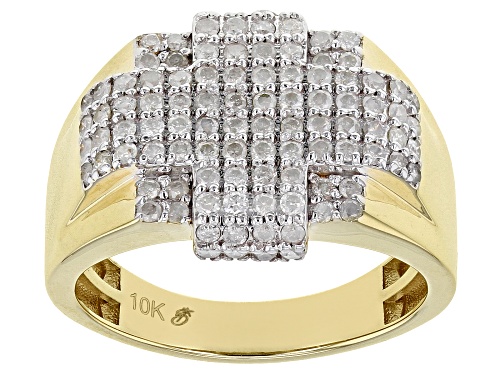 Photo of 1.25ctw Round White Diamond 10k Yellow Gold Men's Cluster Ring - Size 12