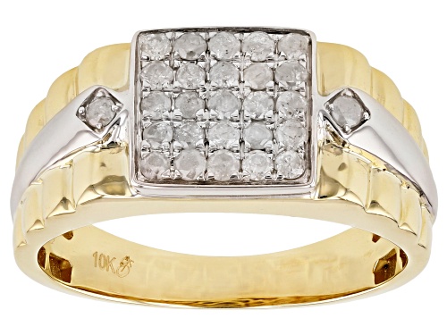 0.50ctw Round White Diamond 10k Two-Tone Gold Men's Cluster Band Ring ...