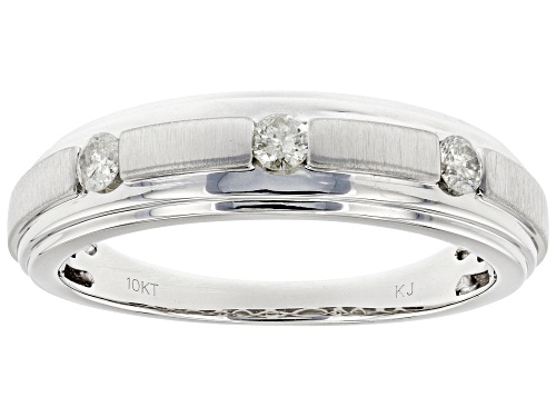 0.25ctw Round White Diamond 10k White Gold Mens Band Ring - Size 12