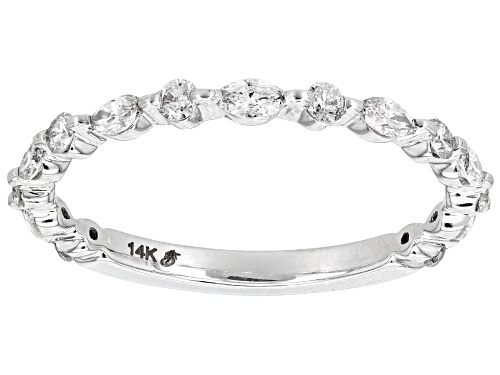 0.45ctw Marquise And Round White Diamond 14k White Gold Band Ring - Size 6.5