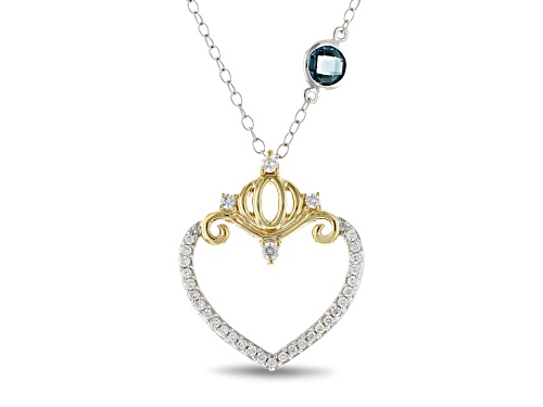 Photo of Enchanted Disney Cinderella Pendant Diamond/London Blue Topaz Rhodium Over Silver/10k Gold .70ctw