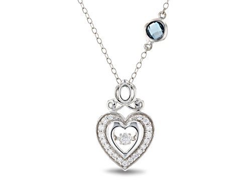 Enchanted Disney Cinderella Heart Pendant Diamond And London Blue Topaz Rhodium Over Silver 0.55ctw