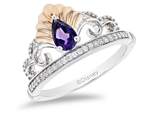 Photo of Enchanted Disney Ariel Tiara Ring Amethyst And Diamond Rhodium Over Silver And 10K Rose Gold 0.48ctw - Size 7