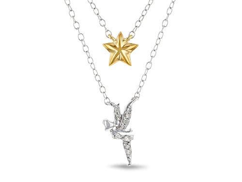 Photo of Enchanted Disney Tinker Bell Multi-Row Necklace Diamond Accent Rhodium & 14k Yellow Gold Over Silver - Size 18