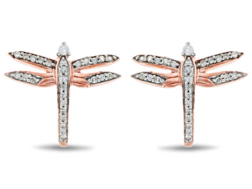 Photo of Enchanted Disney Mulan Dragonfly J-Hoop Earrings White Diamond 14k Rose Gold Over Silver 0.22ctw