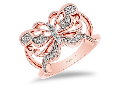 Photo of Enchanted Disney Mulan Butterfly Open Design Ring White Diamond 14k Rose Gold Over Silver 0.15ctw - Size 7
