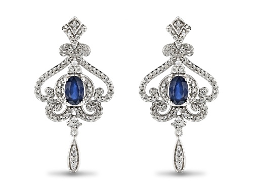 Photo of Enchanted Disney Cinderella Dangle Earrings Blue Sapphire And White Diamond 10k White Gold 1.60ctw