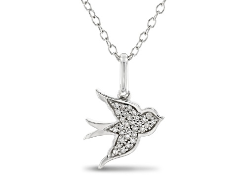 Photo of Enchanted Disney Cinderella Bird Pendant White Diamond Accent Rhodium Over Silver