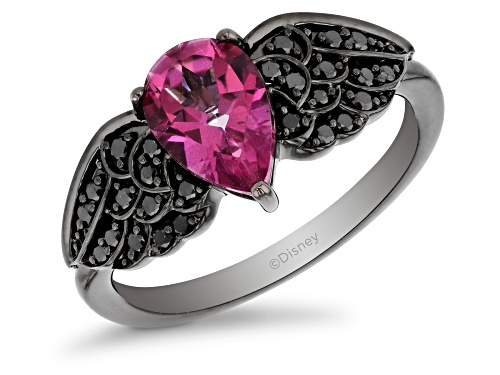 Photo of Enchanted Disney Villains Maleficent Ring Black Diamond & Pink Topaz Black Rhodium Over Silver - Size 8