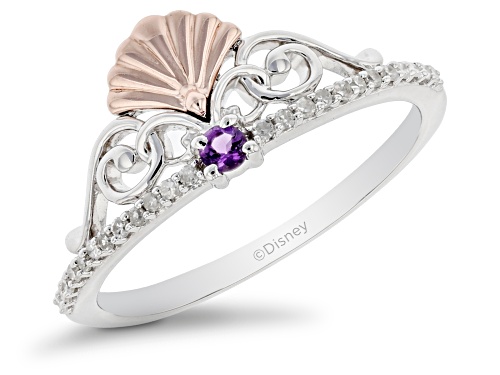 Photo of Enchanted Disney Fine Jewelry Ariel Ring White Diamond & Amethyst Rhodium Over Silver 0.10ctw - Size 7