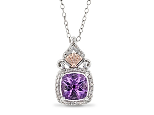 Photo of Enchanted Disney Fine Jewelry Ariel Pendant Amethyst & White Diamond Rhodium Over Silver 1.65ctw