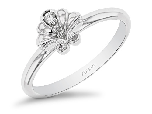 Photo of Enchanted Disney Ariel Shell Ring White Diamond Accent 10k White Gold - Size 7