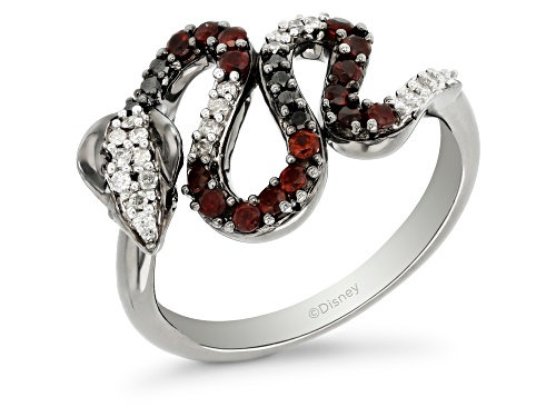 Photo of Enchanted Disney Villains Jafar Cobra Ring Garnet & Diamond Black Rhodium Over Silver 0.47ctw - Size 6