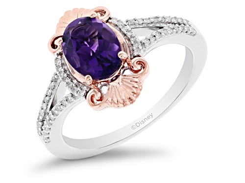 Photo of Enchanted Disney Ariel Ring Amethyst & White Diamond Rhodium & 14k Rose Gold Over Silver 1.42ctw - Size 7