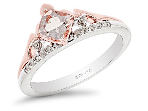 Photo of Enchanted Disney Aurora Ring Pink Morganite & White Diamond Rhodium & 14k Rose Gold Over Silver - Size 9