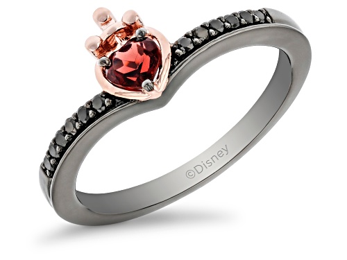 Enchanted Disney Villains Evil Queen Ring Garnet & Diamond Black Rhodium & 14k Rose Gold Over Silver - Size 6