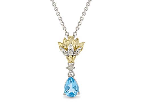Photo of Enchanted Disney Jasmine Necklace Swiss Blue Topaz & Diamond Rhodium & 14k Yellow Gold Over Silver