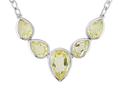 12.12ctw Pear Shape Brazilian Canary Yellow Quartz Sterling Silver Necklace - Size 18
