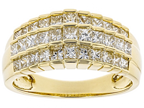 1.45ctw Princess Cut White Diamond 10K Yellow Gold Ring - Size 7