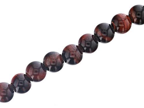 Photo of Red Tiger Eye Appx 8mm Round Large Hole Bead Strand Appx 8" Length