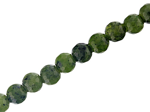Serpentine Appx 8mm Faceted Round Large Hole Bead Strand Appx 8" Length