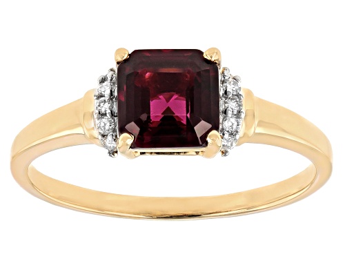 Photo of 1.27ct Octagonal Grape Color Garnet With 0.04ctw White Diamond Accent 10K Yellow Gold Ring - Size 6