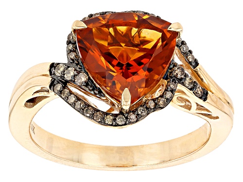 Photo of 2.80ct Madeira Citrine With 0.17ctw Champagne Diamonds 10K Yellow Gold Ring - Size 7
