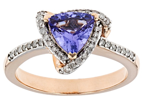 Photo of 1.00ct Trillion Tanzanite With 0.18ctw Round White Diamond Accent 10k Rose Gold Ring - Size 5