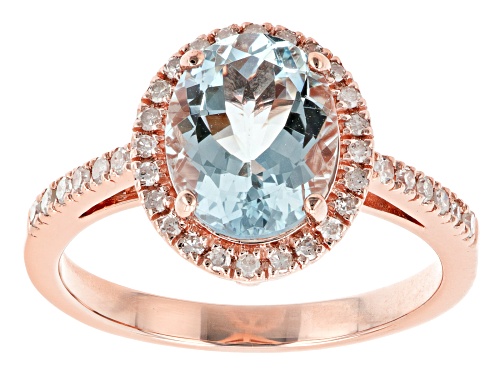 Photo of 2.25ct Oval Aquamarine And 0.25ctw White Diamond 14k Rose Gold Ring - Size 4