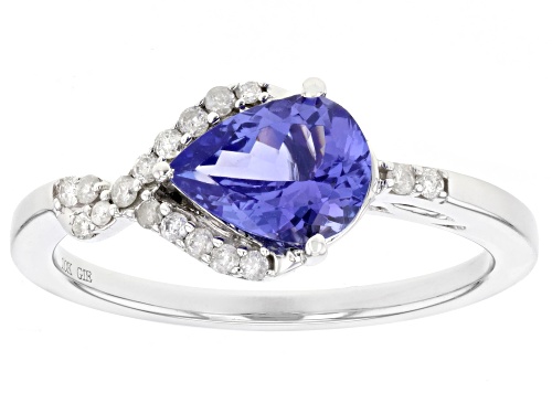 0.98ct Tanzanite With 0.11ctw Round White Diamond Rhodium Over 10k White Gold Ring - Size 8