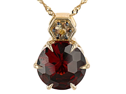 Photo of 3.60ctw Vermelho Garnet™ With 0.09ctw Andalusite 10k Yellow Gold Pendant With Chain