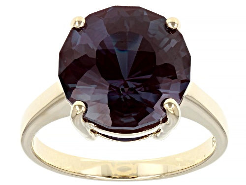 7.00ct Swirl Dutch Cut Lab Created Alexandrite 10k Yellow Gold Solitaire Ring - Size 8